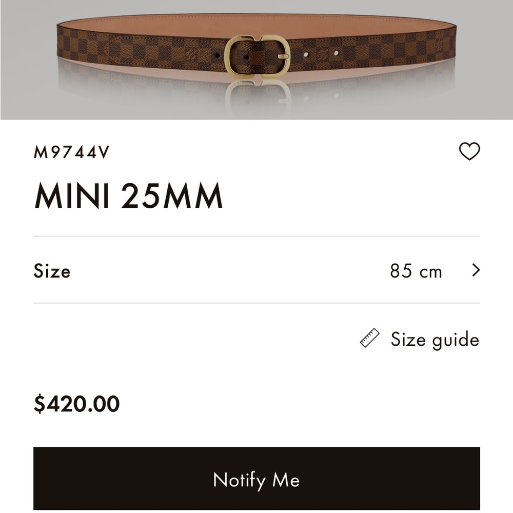 ❌SOLD❌ New Louis Vuitton Women’s Mini Damier Ebene 25MM Belt Size 90❣️ - Picture 15 of 15
